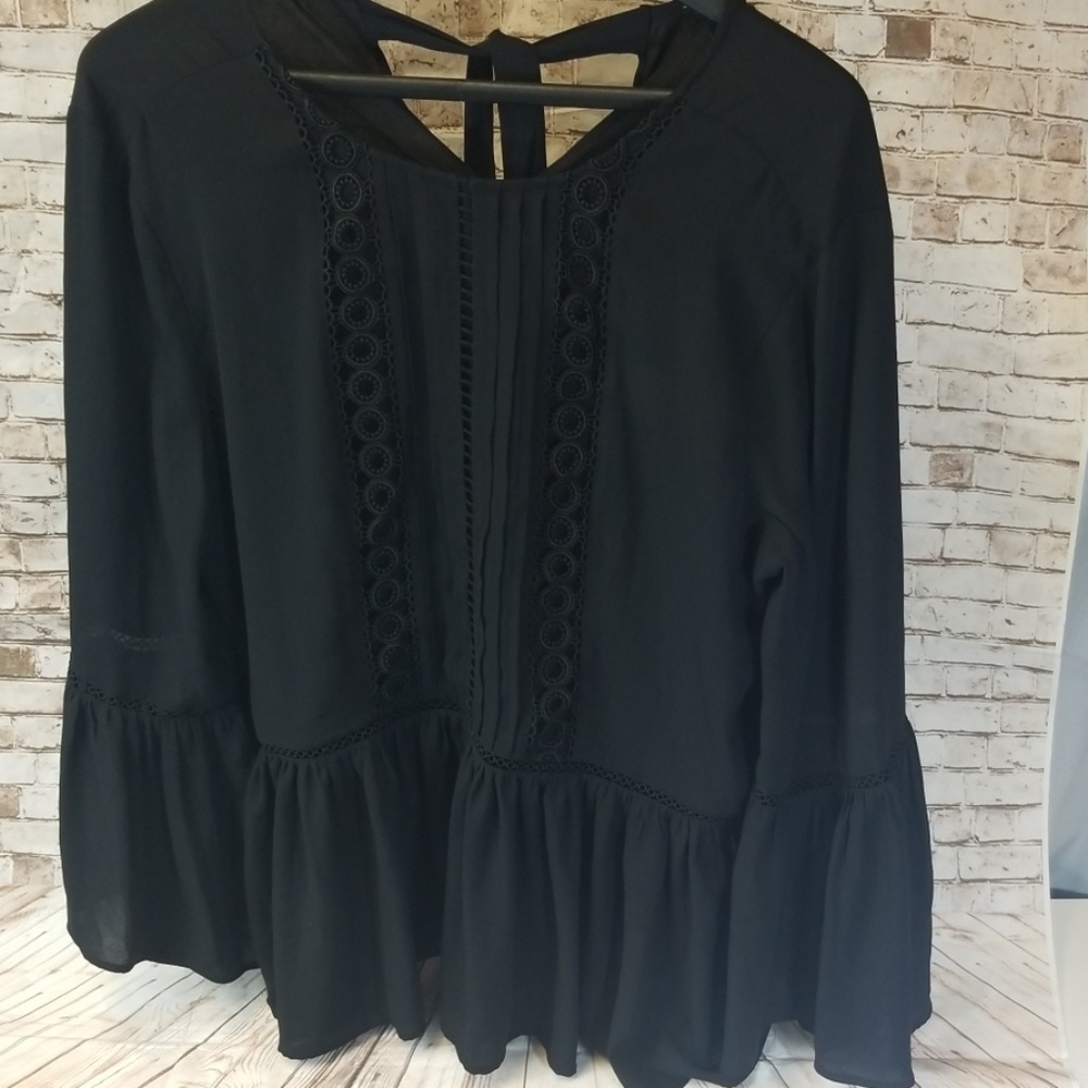 Ann Taylor Black Peasant Top